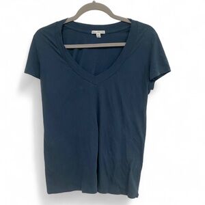 JAMES PERSE NAVY BLUE SHORT SLEEVES V NECK 100% COTTON T SHIRT SIZE 2 MEDIUM